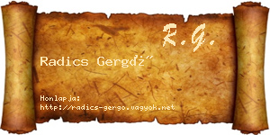 Radics Gergő névjegykártya